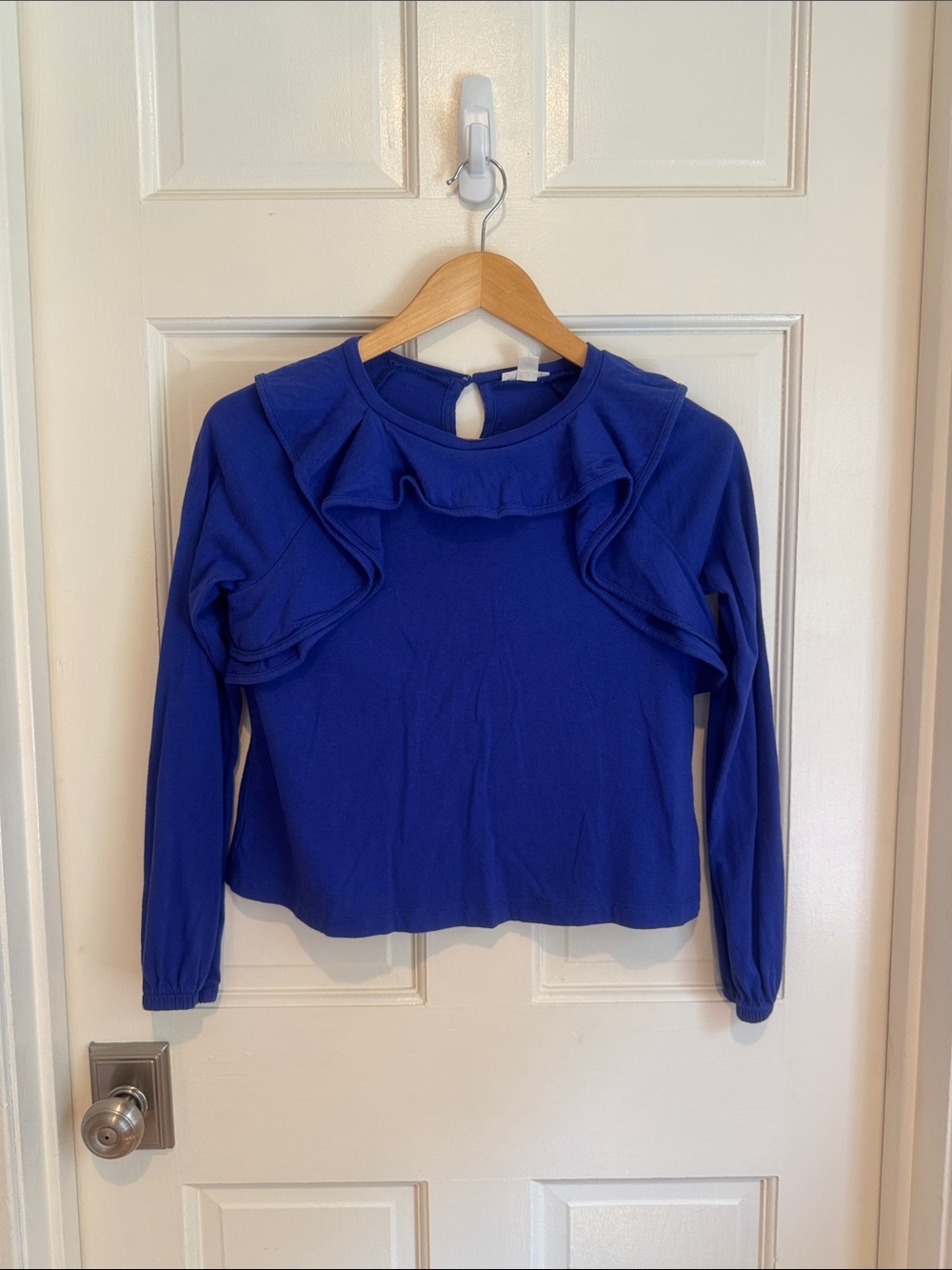 Crewcuts girls Ruffled Long-Sleeve Top in Cobalt Blue size L
